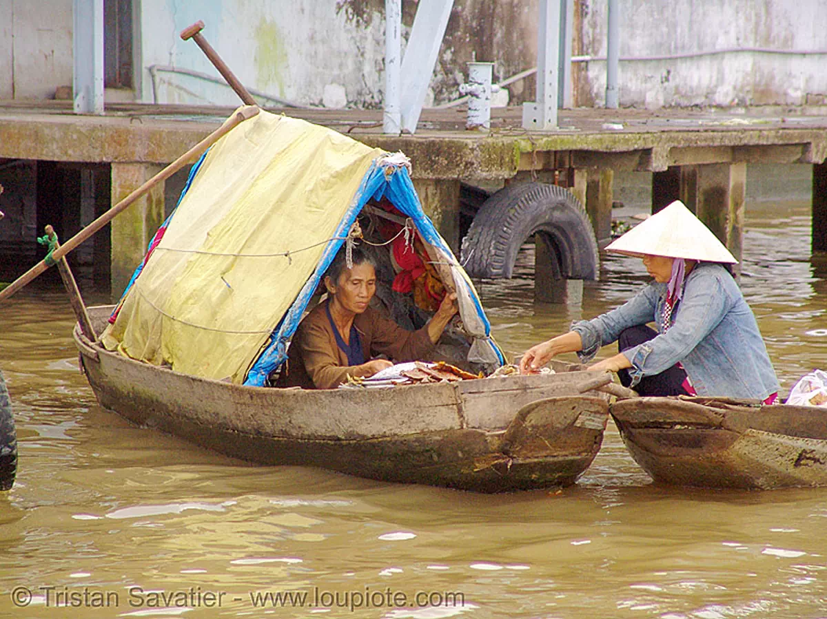 mekong river - floating market - boat - vietnam, boats, stock photo