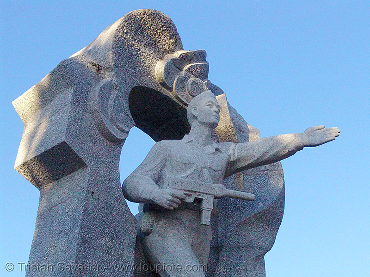 communist victory monument - this way, please! - nha trang - vietnam, communism, memorial, stock photo
