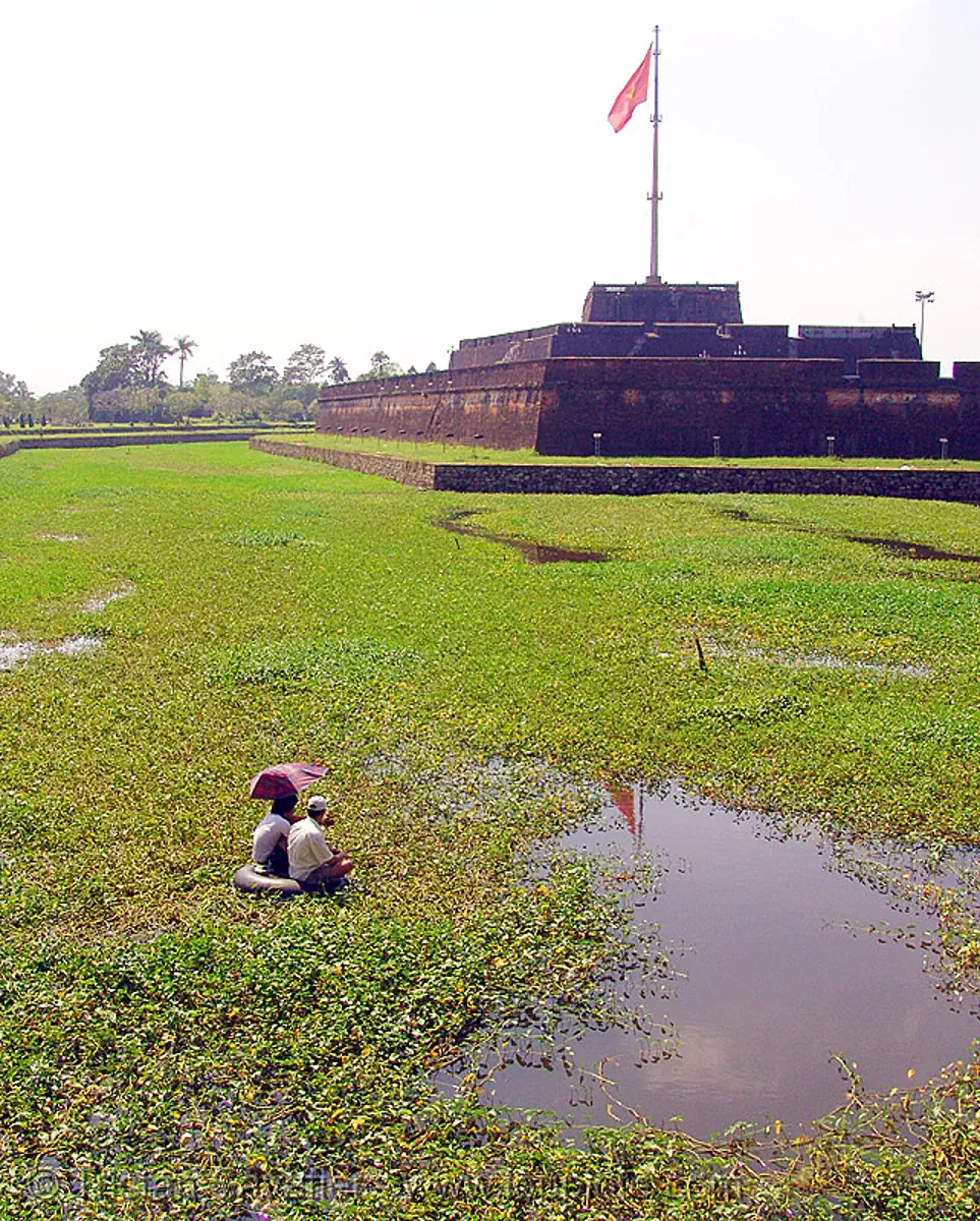hu&eacute;'s citadel moat - cot co flag tower - vietnam, flagpole, fly fishing, hu&eacute;, stock photo