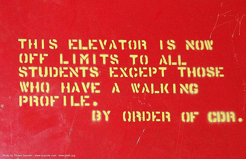 elevator - stencil - abandoned hospital (presidio, san francisco) - phsh