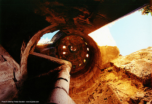 spiral stair in the tower of the santa mar&iacute;a church ruin (cazorla, spain)