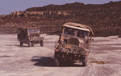 french army trucks in the desert (djibouti)