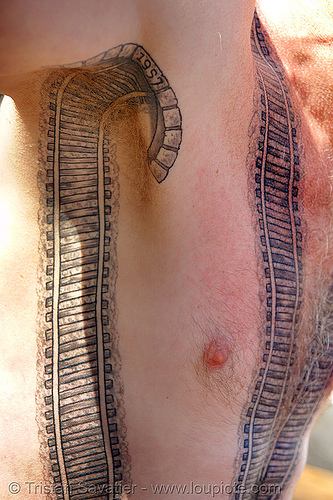disturbed tattoo. railroad tattoo - armpit