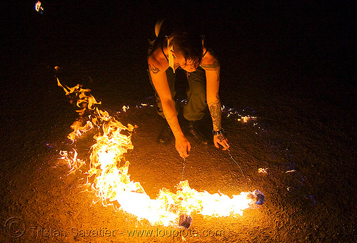 spinning fire poi (san francisco) - fire dancer - leah