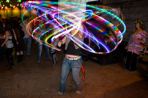 spinning a LED-light hula hoop