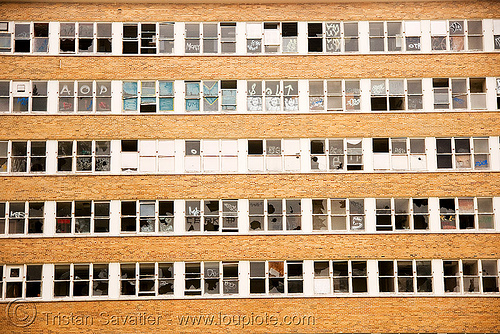 broken windows - building exterior - PHSH - abandoned hospital (presidio, san francisco)
