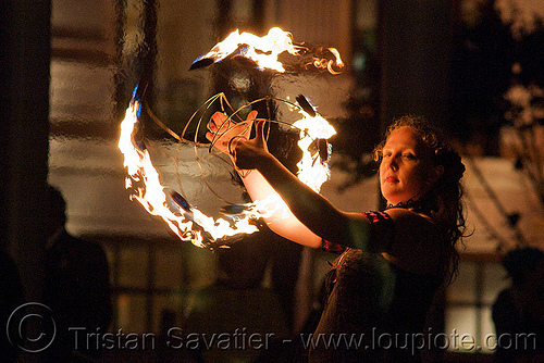 memory with fire fans - fire performer - temple of poi 2009 fire dancing expo - union square (san francisco)