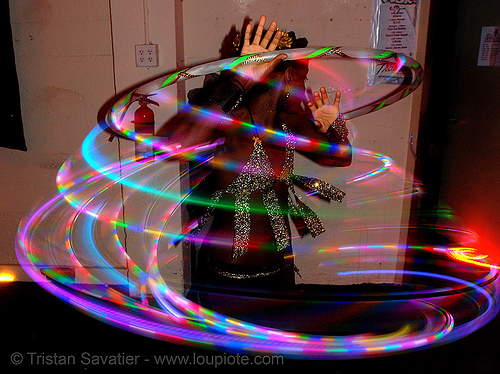 joy spinning a LED hula hoop (san francisco)