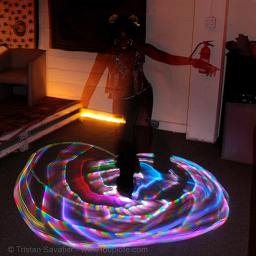 joy spinning a LED hula hoop (san francisco)