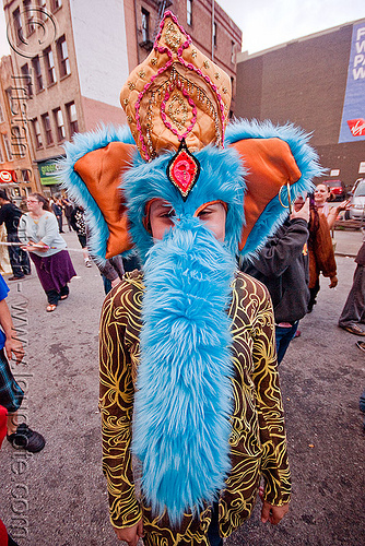 ganesh elephant mask - fluffy blue fur