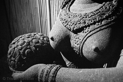breasts - statue of khmer goddess with offering