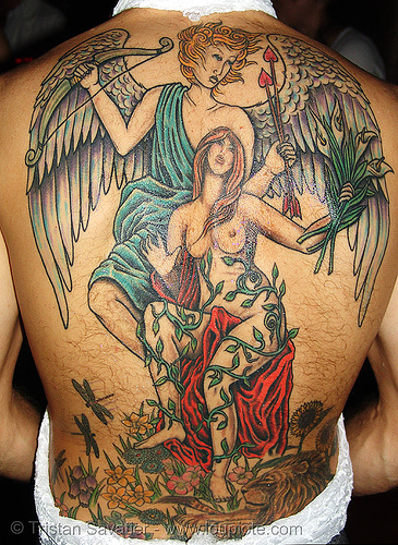 Christopher's angel wings backpiece tattoo (San Francisco)