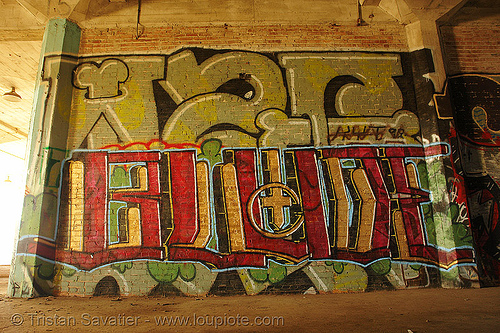 abandoned factory (san francisco), blude, derelict, graffiti piece, street art, tie's warehouse, trespassing