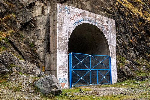 adit to gate operation chamber - loharinag-pala hydro power project (india), adit, bhagirathi valley, closed, entrance, gate, hydro electric, locked, loharinag-pala hydro power project, tunnel