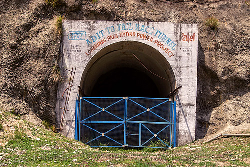 adit to tail race tunnel - loharinag-pala hydro power project (india), adit, bhagirathi valley, closed, entrance, gate, hydro electric, locked, loharinag-pala hydro power project, trespassing, tunnel