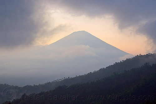 agung volcano (bali), agung volcano, bali, clouds, cloudy sky, forest, gunung agung, haze, hazy, mountains, rainforest, stratovolcano