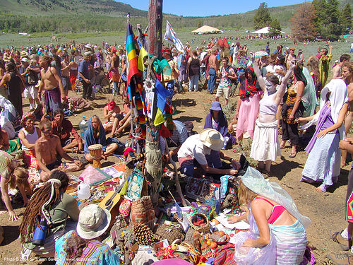 altar - rainbow gathering - hippie, altar, crowd, hippie