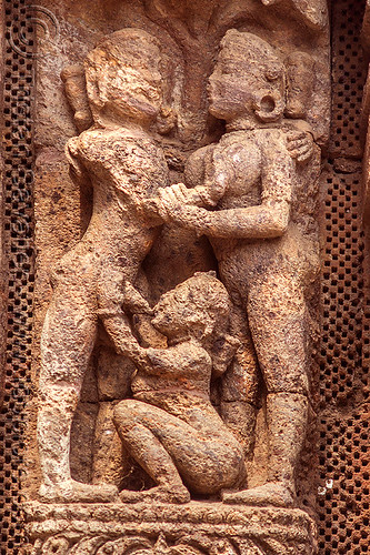 ancient hindu erotic sculpture - konark sun temple (india), erotic sculptures, erotic stone carving, hindu temple, hinduism, konark sun temple, maithuna