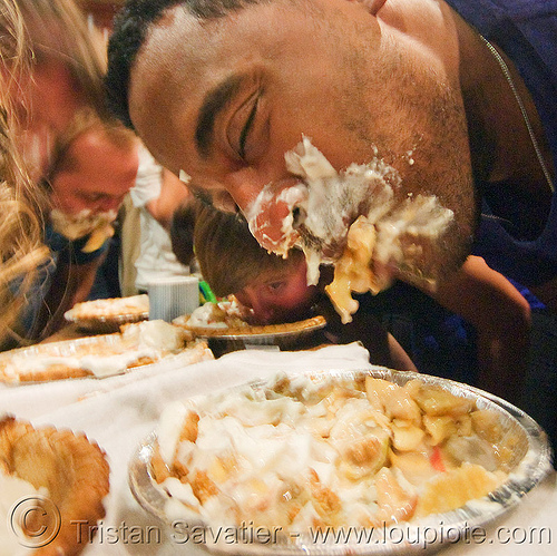 apple pie eating contest, apple pie, cake, contest, disgusting, dish, eating, food, man, mouth full, whipped cream
