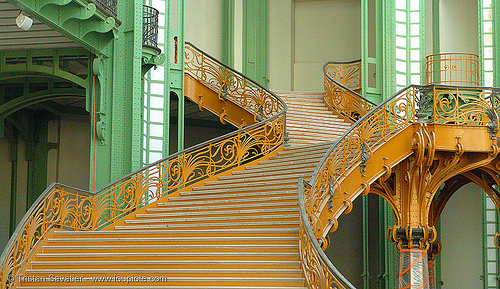 art nouveau stairs - grand palais (paris), architecture, art nouveau, ironwork, jugendstil, metalwork, stairs, wrought