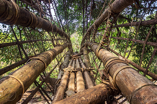 bamboo bridge (india), bamboo bridge, east khasi hills, footbridge, jungle, mawlynnong, meghalaya, rain forest, river