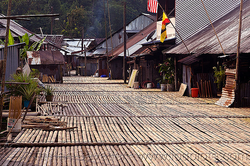 bamboo walkway - annah rais longhouse (borneo), annah rais, bamboo, borneo, longhouse, malaysia, village, walkway