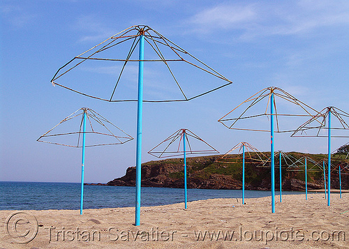 beach umbrellas skeletons (bulgaria), beach sand, beach umbrellas, black-sea, blue, horizon, seashore