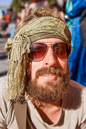 bearded hippie guy - henry (san francisco), beard, head band, henry, hippie, man, scarf, sunglassed
