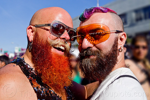 bearded men - dusti cunningham and friend, bald, diablodivine, dusti cunningham, friends, men, red beard, sunglasses