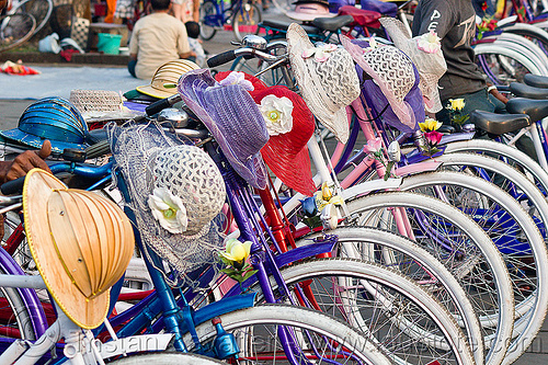 bikes and hats - for rent, bicycle rentals, bicycles, bikes, eid ul-fitr, fatahillah square, hats, jakarta, taman fatahillah