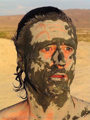 bill weir - mud mask (trego hot springs, black rock desert, nevada), bill weir, man, mud bath, mud mask, muddy, trego hot springs