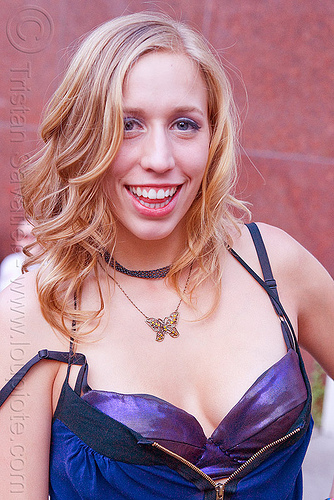 blond girl with butterfly necklace - how weird festival 2011 (san francisco), blonde, butterfly necklace, samantha, woman