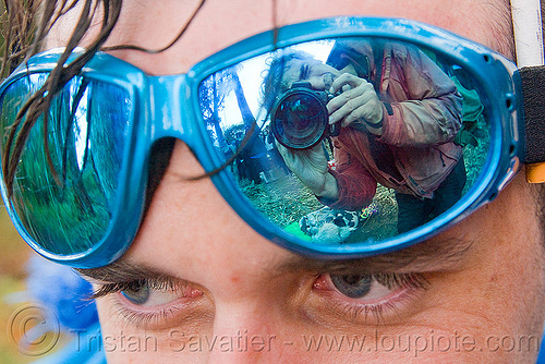 blue mirror goggles, apollo solare, blue, eyes, goggles, man, mirror, party, raver, self portrait