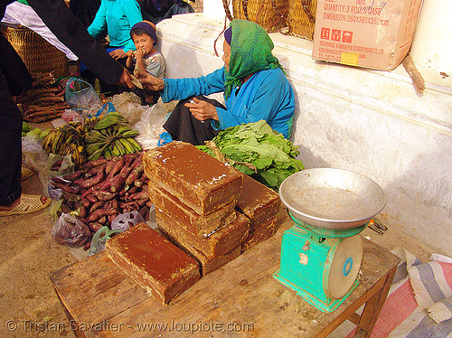brown cane sugar bricks - vietnam, bricks, brown sugar, cane sugar, hill tribes, indigenous, mèo vạc, raw sugar, stall, street market, street seller