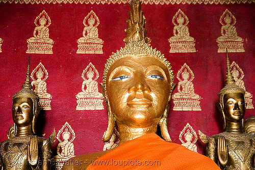 buddha statue in temple - luang prabang (laos), buddha image, buddha statue, buddhism, buddhist temple, golden color, luang prabang, sculpture