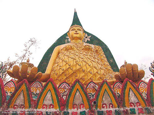 พระพุทธรูป - buddha statue - wat somdet - สังขละบุรี - sangklaburi - thailand, buddha image, buddha statue, buddhism, buddhist temple, cross-legged, golden color, sangklaburi, sculpture, wat somdet, พระพุทธรูป, สังขละบุรี