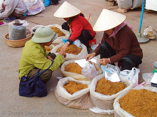 bulk tobacco - vietnam, asian woman, asian women, lang sơn, old, stall, street market, street seller, tobacco