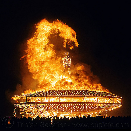 burning man - dragon of fire above the man burning, burning man at night, dragon, fire, night of the burn, the man