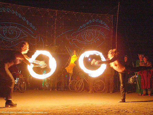 burning man - fire performers, burning man at night, eyes of gawd, fire dancer, fire dancing, fire performer, fire poi, fire spinning, spinning fire