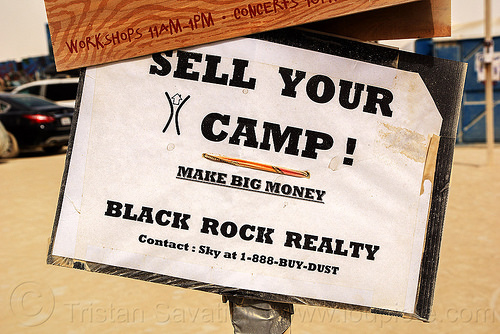 burning man - sell your camp, sign