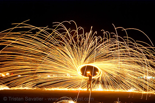 burning man - spinning steel wool, burning man at night, fire performer, fire spinning, sparkles, spinning fire, steel wool