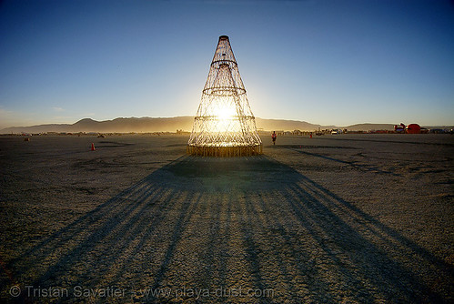 burning man - the cone, art installation, back light, the cone