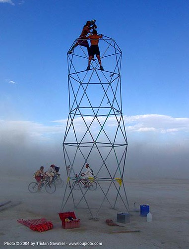 burning man - truss tower, art installation, dust storm, truss tower