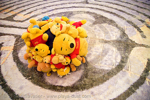 burning man - winnie the pooh ball in center camp, pooh ball, pooh bear ball, teddt bears, teddy, winnie the pooh