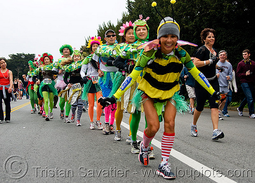 centipede runners - asian, bay to breakers, centipedes, footrace, street party