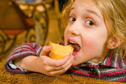 child eating toasted bread, apolline, blonde, breakfast, child, eating, honey, kid, little girl, mouth, teeth, toast, toasted bread