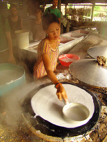 child labor in rice noddle factory - vietnam, child labour, cooking, rice noddle factory