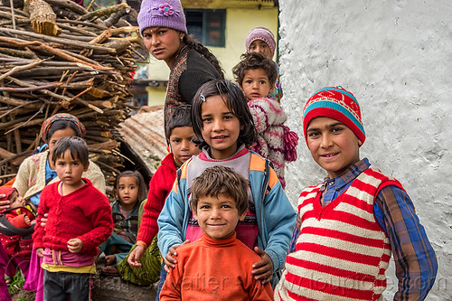 children in himalayan village (india), boys, children, girls, janki chatti, kids, knit cap, little girl, village