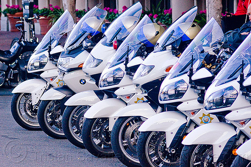 chp motorcycles row - parked (san francisco), bmw, california highway patrol, chp, kawasaki concours 14 abs, law enforcement, motor cop, motor officer, motorcycle helmets, motorcycle police, motorcycles, parked, r1200, r1200rt-p, row, white