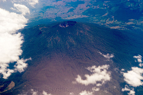 ciremai volcano aerial (java), aerial photo, cereme, ciremai, clouds, mountains, stratovolcano, volcanic cone, volcano crater